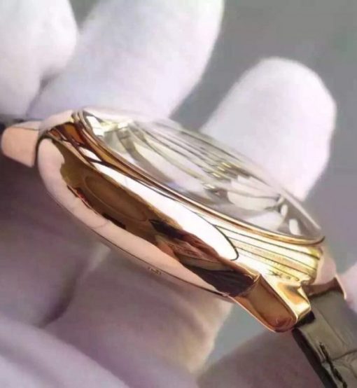 Replica Cartier Ballon de Cartier 46MM Tourbillon RG White Dial Leather Strap Flying Tour - Image 5