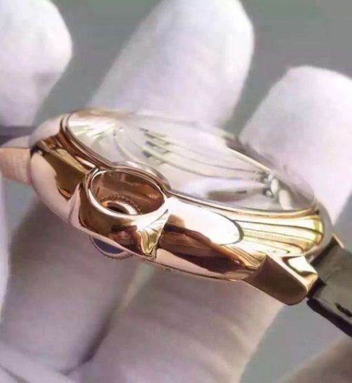 Replica Cartier Ballon de Cartier 46MM Tourbillon RG White Dial Leather Strap Flying Tour - Image 6