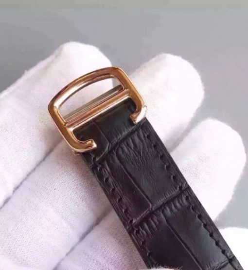 Replica Cartier Ballon de Cartier 46MM Tourbillon RG White Dial Leather Strap Flying Tour - Image 8