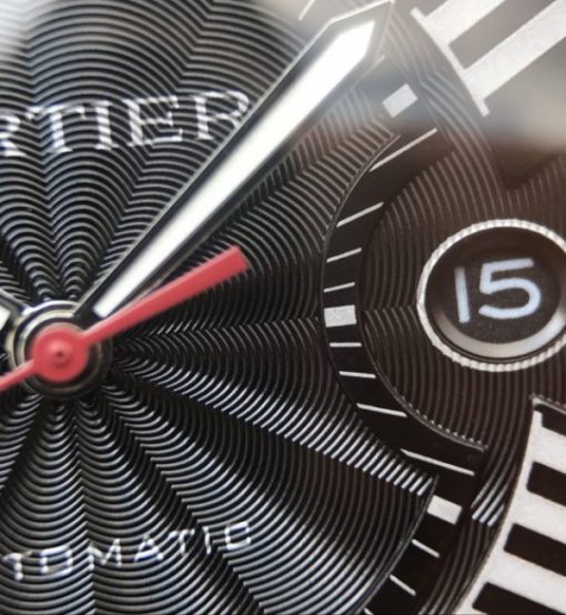 Replica Cartier JF Ballon Bleu 42mm DLC All Black Black Textured Dial Leather Strap A1847 - Image 11