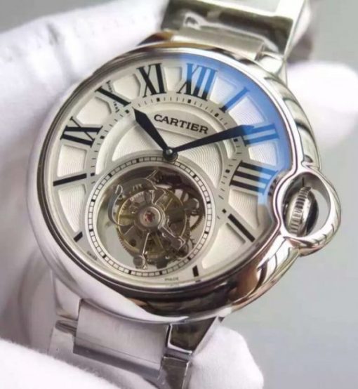 Replica Cartier Ballon Bleu Tourbillon 46MM White Dial SS Bracelet - Image 2