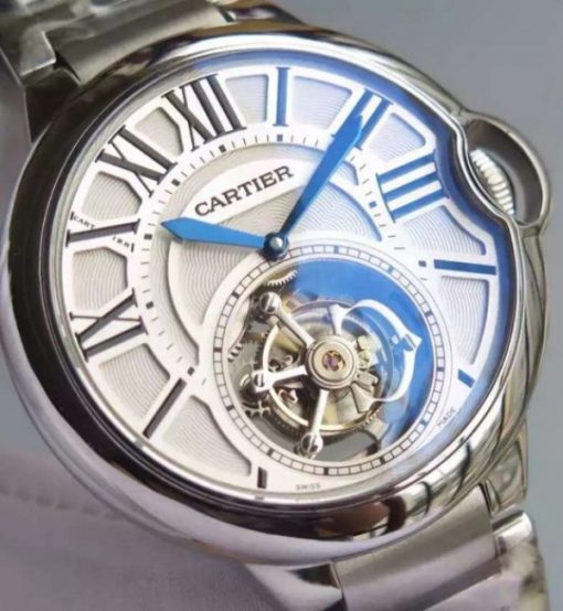 Replica Cartier Ballon Bleu Tourbillon 46MM White Dial SS Bracelet - Image 4
