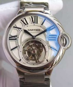 Replica Cartier Ballon Bleu Tourbillon 46MM White Dial SS Bracelet