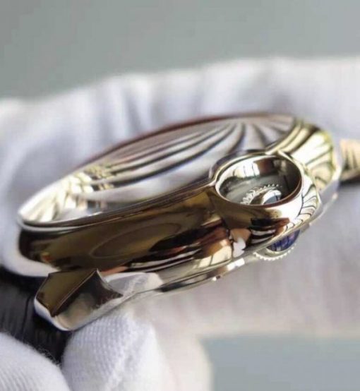 Replica Cartier Ballon Bleu Skeleton Tourbillon Black Dial Black Leather Strap - Image 4
