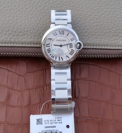 Replica Cartier V6F Ballon Bleu 36mm White Dial SS Bracelet Ronda Quartz - Image 8