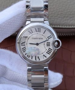 Replica Cartier V6F Ballon Bleu 36mm White Dial SS Bracelet Ronda Quartz