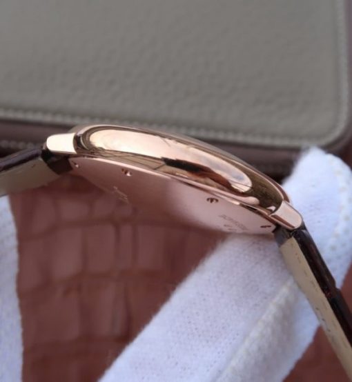 Replica Cartier V6 Ballon Bleu 36mm RG White Textured Dial Leather Strap - Image 5