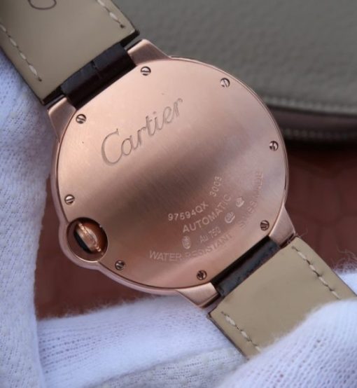 Replica Cartier V6 Ballon Bleu 36mm RG White Textured Dial Leather Strap - Image 6