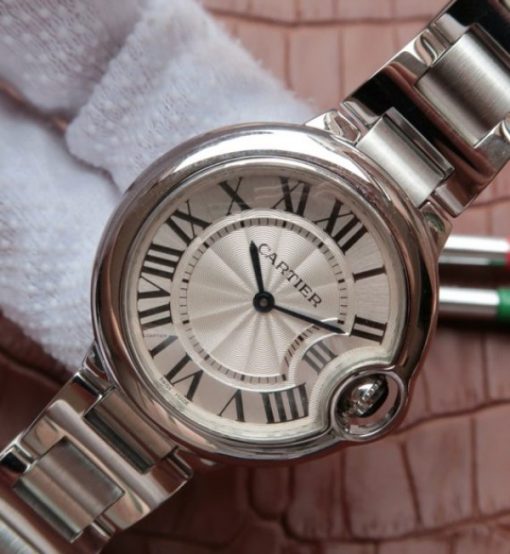 Replica Cartier V6F Ballon Bleu 33mm White Dial SS Bracelet Ronda Quartz - Image 2