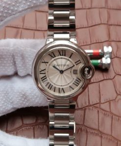 Replica Cartier V6F Ballon Bleu 33mm White Dial SS Bracelet Ronda Quartz