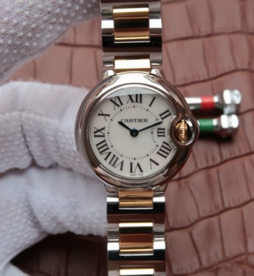 Replica Cartier Ballon Bleu Ladies 28mm SS White Dial SS/YG Bracelet Ronda Quartz - Image 4