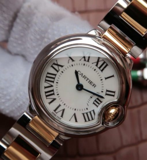 Replica Cartier Ballon Bleu Ladies 28mm SS White Dial SS/YG Bracelet Ronda Quartz - Image 6