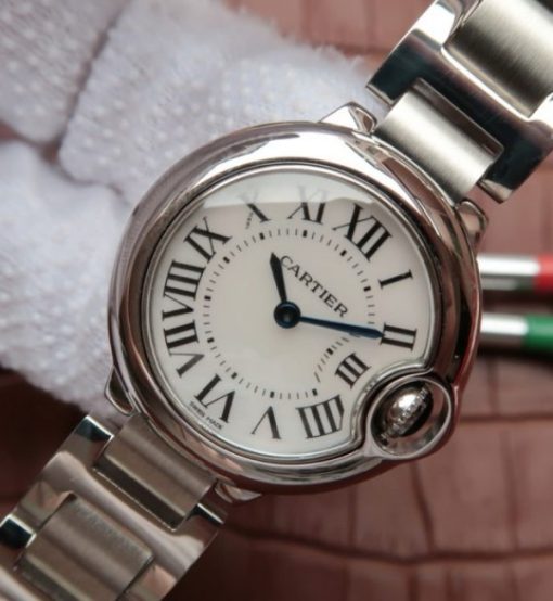 Replica Cartier Ballon Bleu Ladies 28mm SS White Dial SS Bracelet Ronda Quartz - Image 2