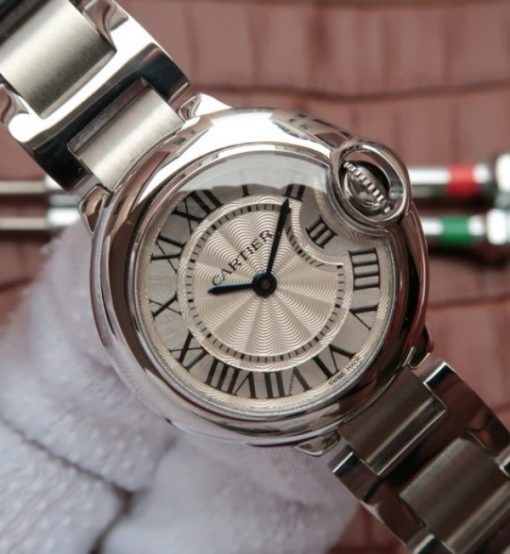 Replica Cartier Ballon Bleu Ladies 28mm SS White Dial SS Bracelet Ronda Quartz - Image 5