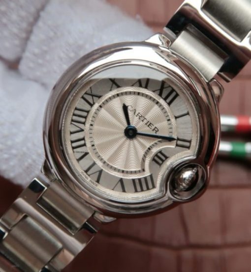 Replica Cartier Ballon Bleu Ladies 28mm SS White Dial SS Bracelet Ronda Quartz - Image 6