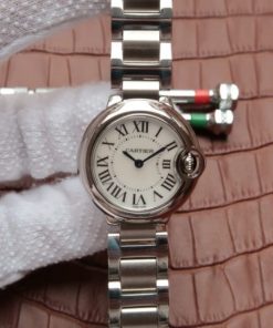 Replica Cartier Ballon Bleu Ladies 28mm SS White Dial SS Bracelet Ronda Quartz