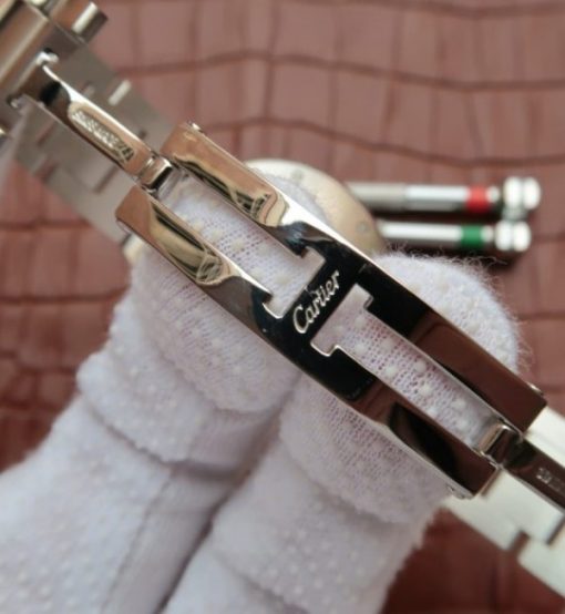 Replica Cartier V6 Ballon Bleu 36mm White Textured Dial SS Bracelet - Image 7