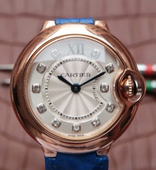 Replica Cartier Ballon Bleu 28mm Ladies RG White Dial Diamonds Markers Ronda Quartz - Image 3