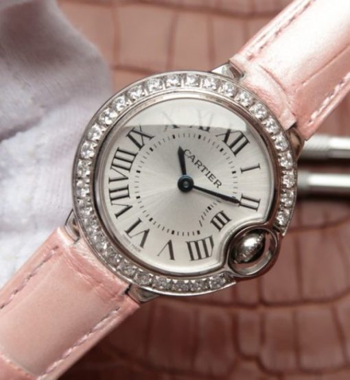 Replica Cartier Ballon Bleu 28mm SS Diamonds Bezel White Dial Ronda Quartz - Image 2