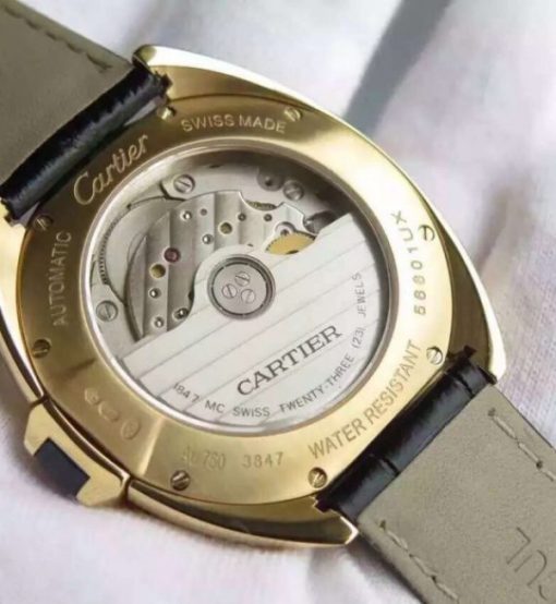 Replica Cartier Cle de Cartier YG White Textured Dial Leather Strap MIYOTA9015 - Image 3