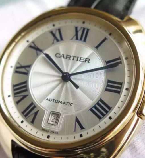 Replica Cartier Cle de Cartier YG White Textured Dial Leather Strap MIYOTA9015 - Image 4