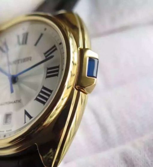 Replica Cartier Cle de Cartier YG White Textured Dial Leather Strap MIYOTA9015 - Image 5