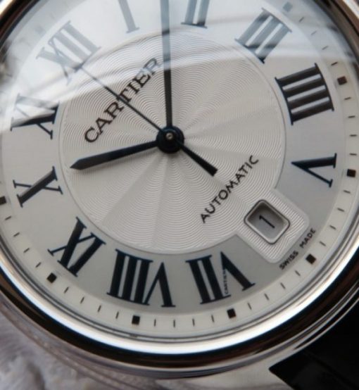 Replica Cartier Cle de Cartier SS White Textured Dial Leather Strap MIYOTA9015 - Image 2
