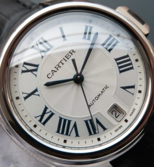Replica Cartier Cle de Cartier SS White Textured Dial Leather Strap MIYOTA9015 - Image 4