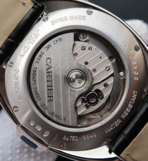 Replica Cartier Cle de Cartier SS White Textured Dial Leather Strap MIYOTA9015 - Image 7
