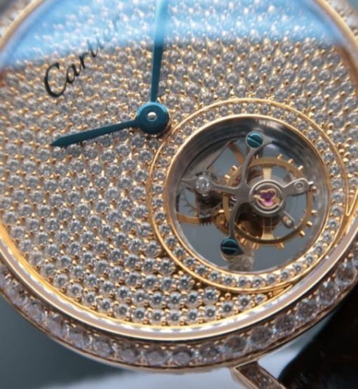 Replica Cartier Tourbillon YG Diamonds Dial&Bezel Leather Strap - Image 2