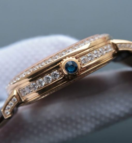 Replica Cartier Tourbillon YG Diamonds Dial&Bezel Leather Strap - Image 3