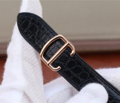 Replica Cartier Ronde De Cartier RG White Dial Diamonds Bezel Croco Strap A2892 - Image 11
