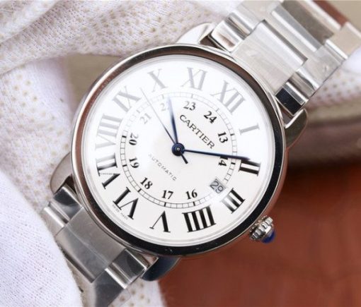 Replica Cartier ZF Ronde de Cartier 42mm White Dial SS Bracelet MIYOTA 9015 - Image 2