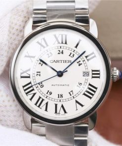 Replica Cartier ZF Ronde de Cartier 42mm White Dial SS Bracelet MIYOTA 9015