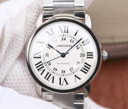 Replica Cartier ZF Ronde de Cartier 42mm White Dial SS Bracelet MIYOTA 9015
