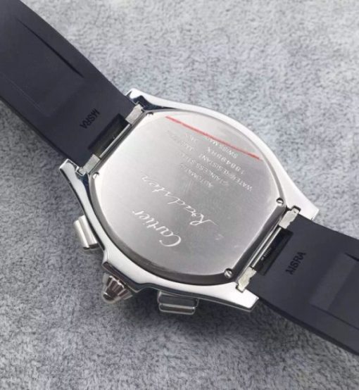 Replica Cartier Roadster SS Black Dial Black Rubber Strap A7750 - Image 3