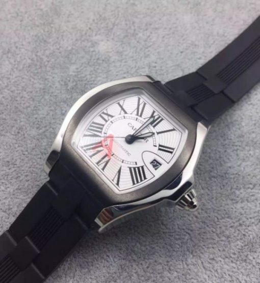 Replica Cartier Roadster SS White Dial Black Rubber Strap A2824 - Image 2