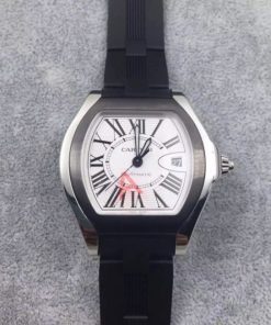 Replica Cartier Roadster SS White Dial Black Rubber Strap A2824