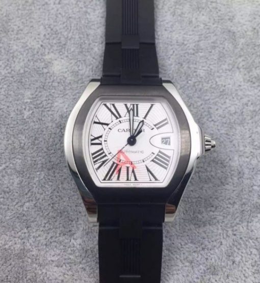 Replica Cartier Roadster SS White Dial Black Rubber Strap A2824