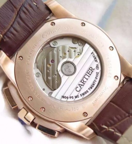 Replica Cartier JF Cartier Calibre de Cartier RG Chronograph White Dial Miyota 9100 - Image 4