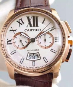 Replica Cartier JF Cartier Calibre de Cartier RG Chronograph White Dial Miyota 9100