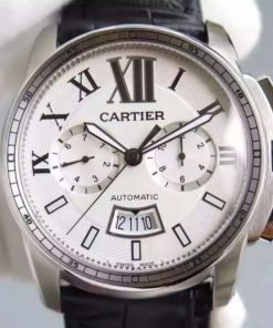 Replica Cartier JF Cartier Calibre de Cartier SS Chronograph White Dial Miyota 9100
