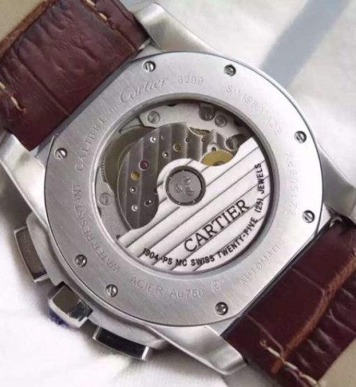 Replica Cartier JF Cartier Calibre de Cartier SS/RG Chronograph White Dial Miyota 9100 - Image 3
