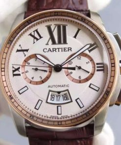 Replica Cartier JF Cartier Calibre de Cartier SS/RG Chronograph White Dial Miyota 9100