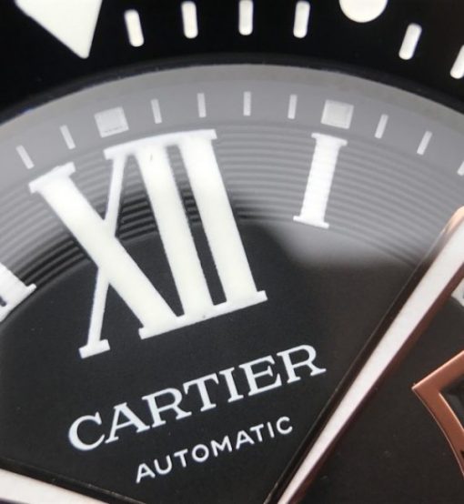 Replica Cartier JJF Calibre De Cartier Diver SS Black Dial RG Bezel Black Rubber Strap A23J - Image 10
