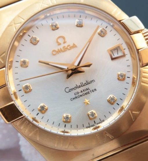 Replica Omega V6 Constellation YG White Dial Diamonds Markers YG Bracelet A2500 - Image 3