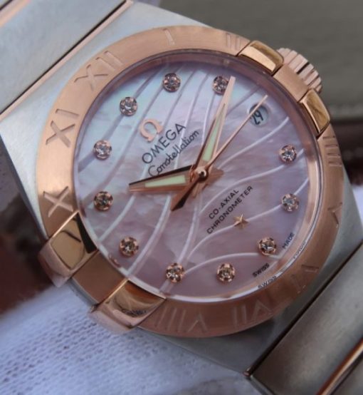 Replica Omega V6 Constellation 27mm RG Dial Diamonds Markers SS/RG Bracelet A8520 - Image 3