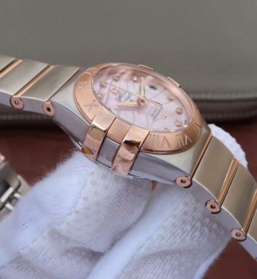 Replica Omega V6 Constellation 27mm RG Dial Diamonds Markers SS/RG Bracelet A8520 - Image 5