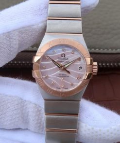 Replica Omega V6 Constellation 27mm RG Dial Diamonds Markers SS/RG Bracelet A8520