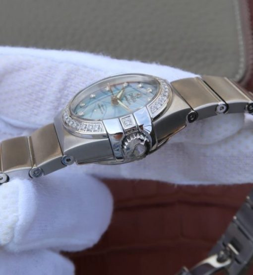 Replica Omega V6 Constellation 27mm SS Blue Dial Diamonds Markers SS Bracelet A8520 - Image 4